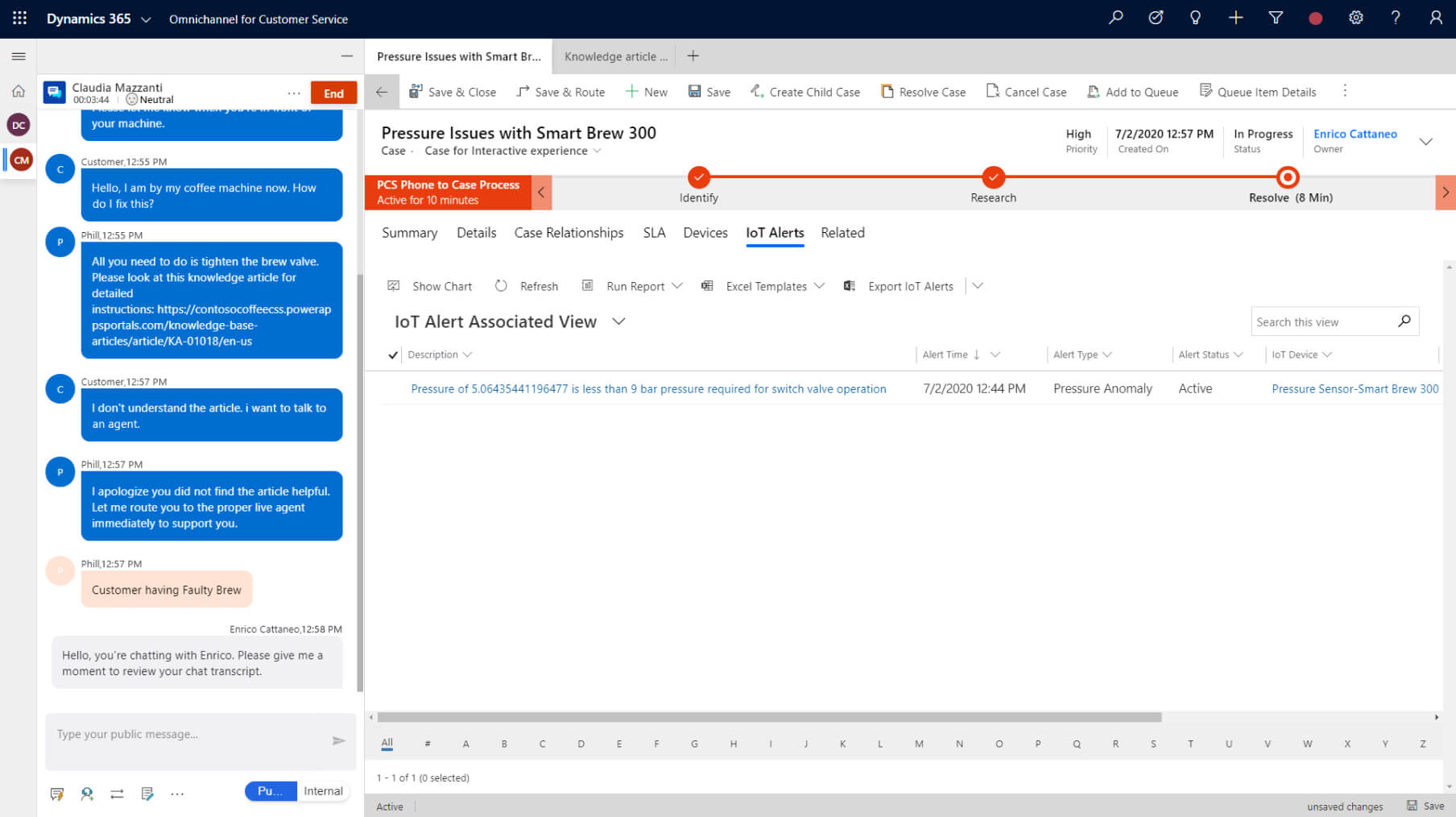 screenshot of Dynamics 365 Customer Service